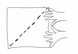 Fold the material along a diagonal